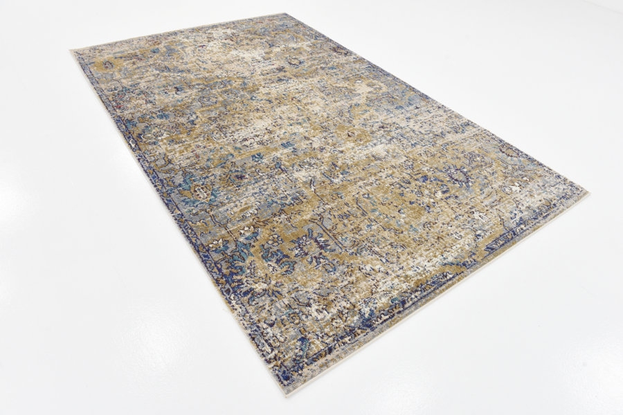 Koury Oriental Light Blue/Tan Area Rug Joss & Main